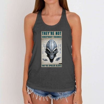 Alien Ufo Conspiracy Theory Disclosure Women's Knotted Racerback Tank