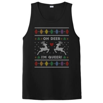 Adult Ugly Christmas Sweater Oh Deer IM Queer Funny Lgbtq Gift PosiCharge Competitor Tank