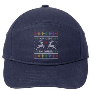 Adult Ugly Christmas Sweater Oh Deer IM Queer Funny Lgbtq Gift 7-Panel Snapback Hat