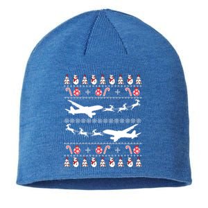 Airplanes Ugly Christmas Funny Gift Xmas Costume Sustainable Beanie