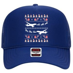 Airplanes Ugly Christmas Funny Gift Xmas Costume High Crown Mesh Back Trucker Hat