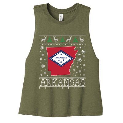 Arkansas Ugly Christmas Sweater CM Women's Racerback Cropped Tank