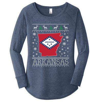 Arkansas Ugly Christmas Sweater CM Women's Perfect Tri Tunic Long Sleeve Shirt