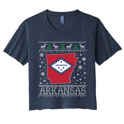 Arkansas Ugly Christmas Sweater CM Women's Crop Top Tee