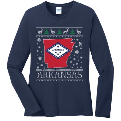 Arkansas Ugly Christmas Sweater CM Ladies Long Sleeve Shirt