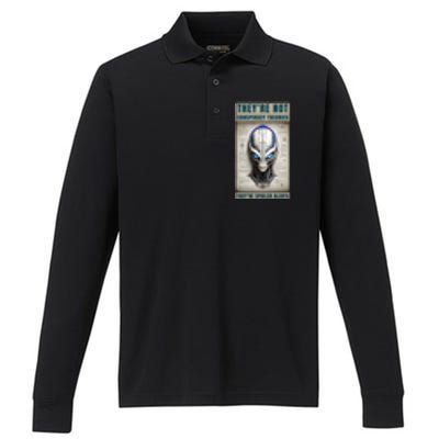 Alien Ufo Conspiracy Theory Disclosure Performance Long Sleeve Polo