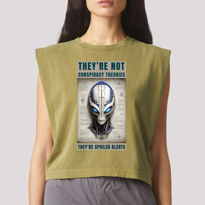 Alien Ufo Conspiracy Theory Disclosure Garment-Dyed Women's Muscle Tee