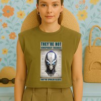 Alien Ufo Conspiracy Theory Disclosure Garment-Dyed Women's Muscle Tee
