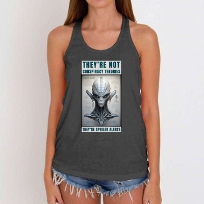 Alien Ufo Conspiracy Theory Disclosure Women's Knotted Racerback Tank