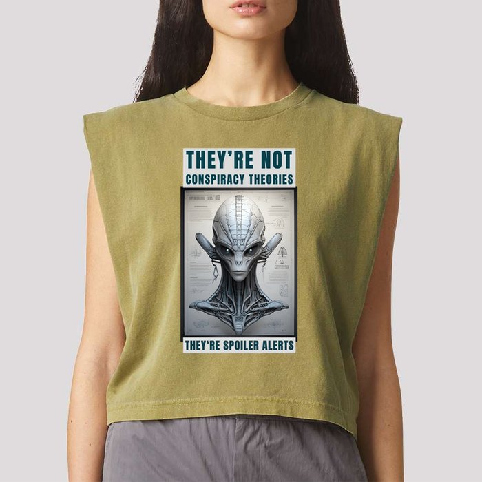 Alien Ufo Conspiracy Theory Disclosure Garment-Dyed Women's Muscle Tee