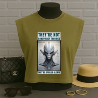 Alien Ufo Conspiracy Theory Disclosure Garment-Dyed Women's Muscle Tee