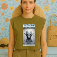 Alien Ufo Conspiracy Theory Disclosure Garment-Dyed Women's Muscle Tee