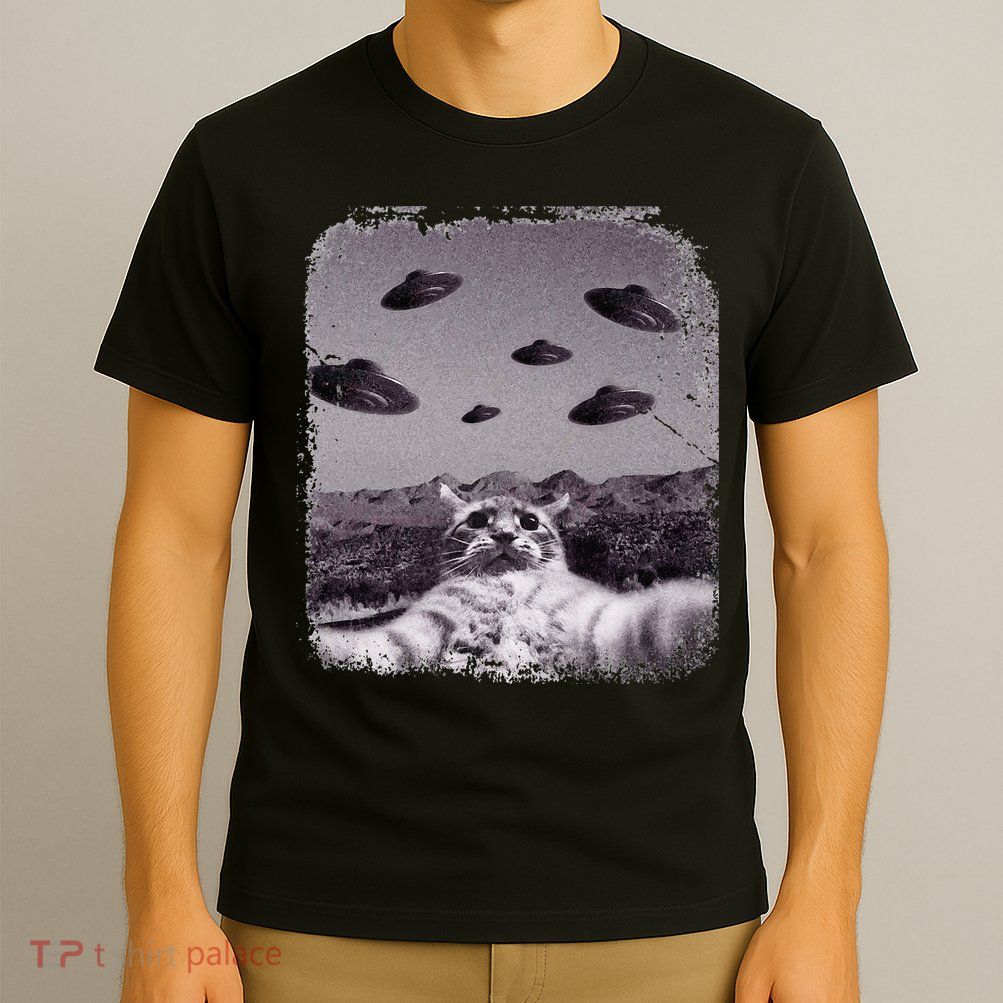 Alien UFO Cat Meme T-Shirt