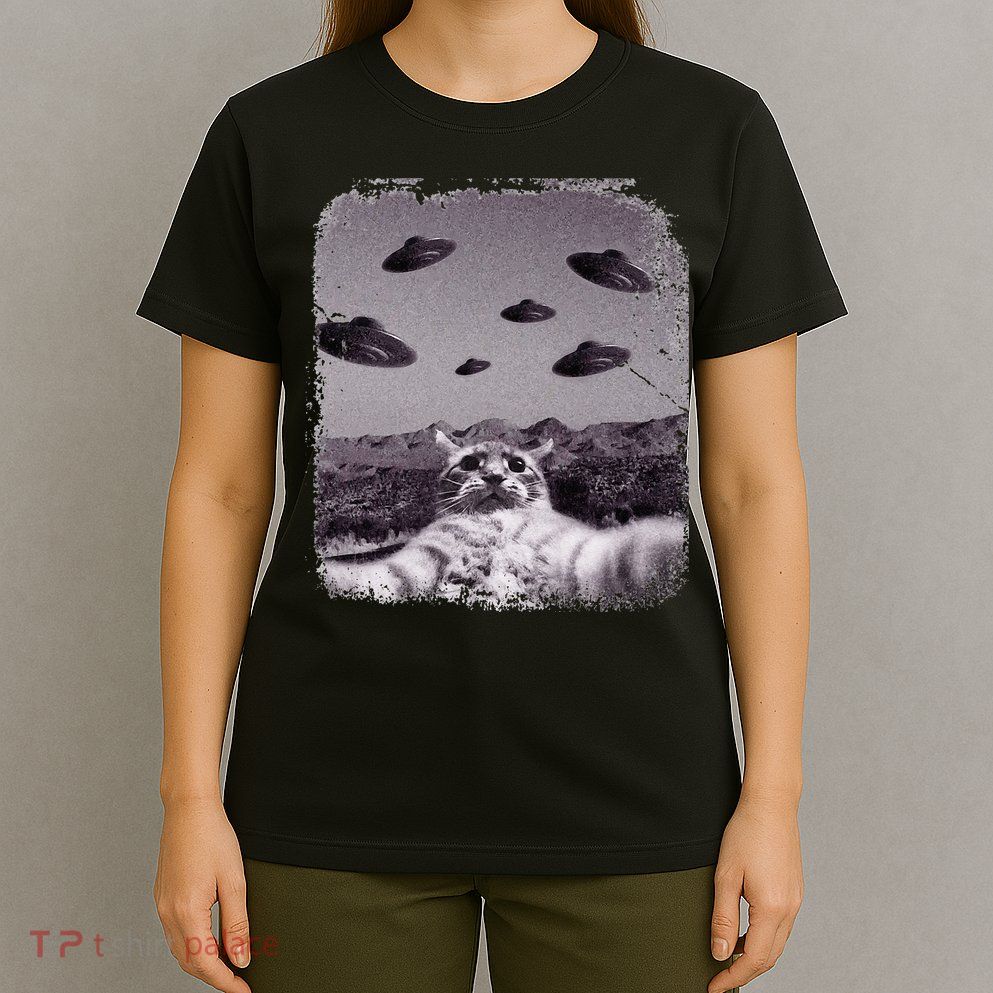 Alien UFO Cat Meme T-Shirt
