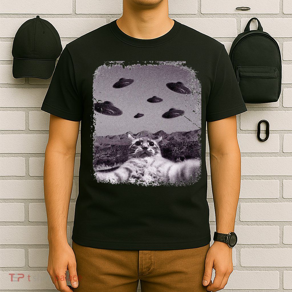 Alien UFO Cat Meme T-Shirt