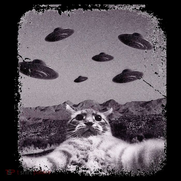 Alien UFO Cat Meme T-Shirt