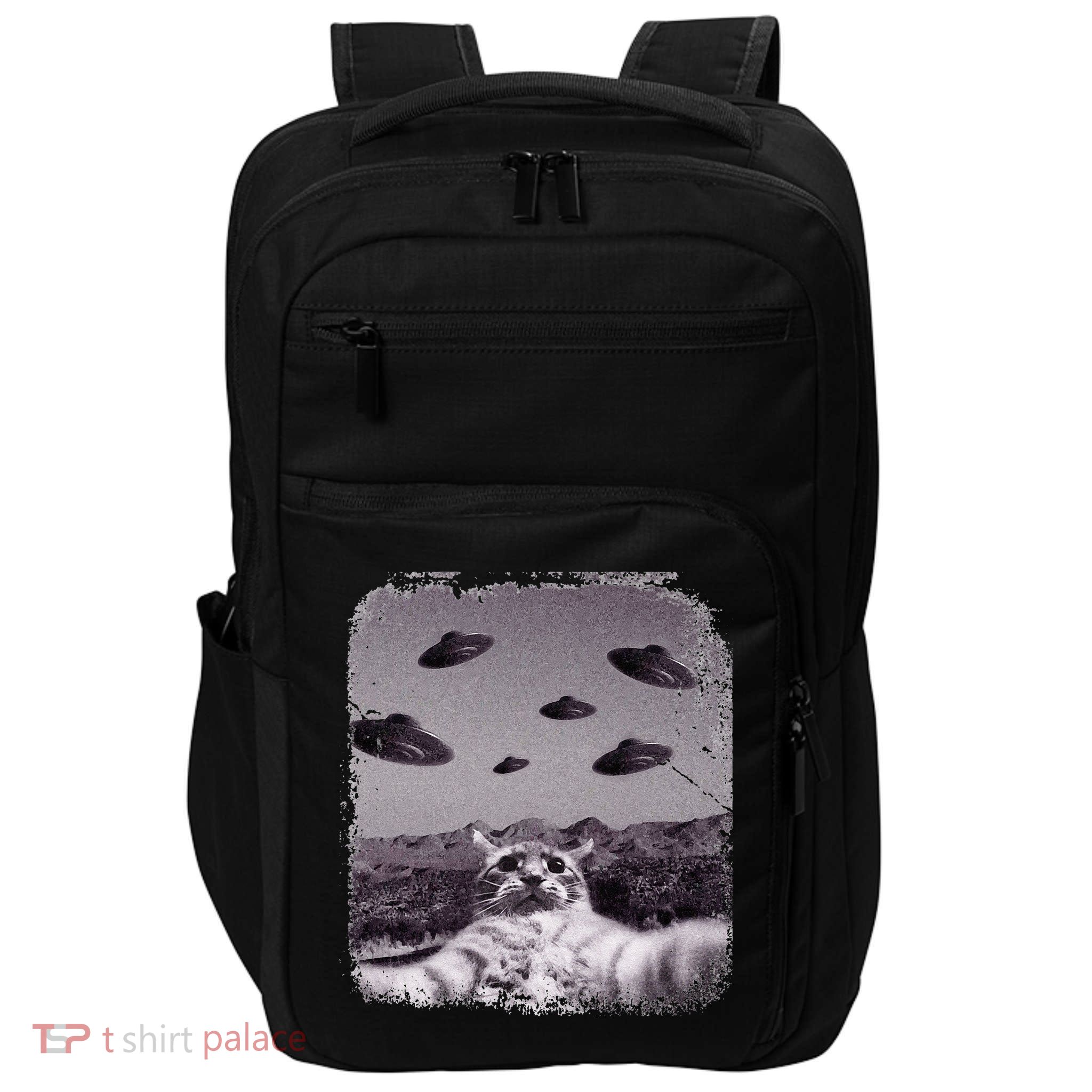 Alien UFO Cat Meme Impact Tech Backpack