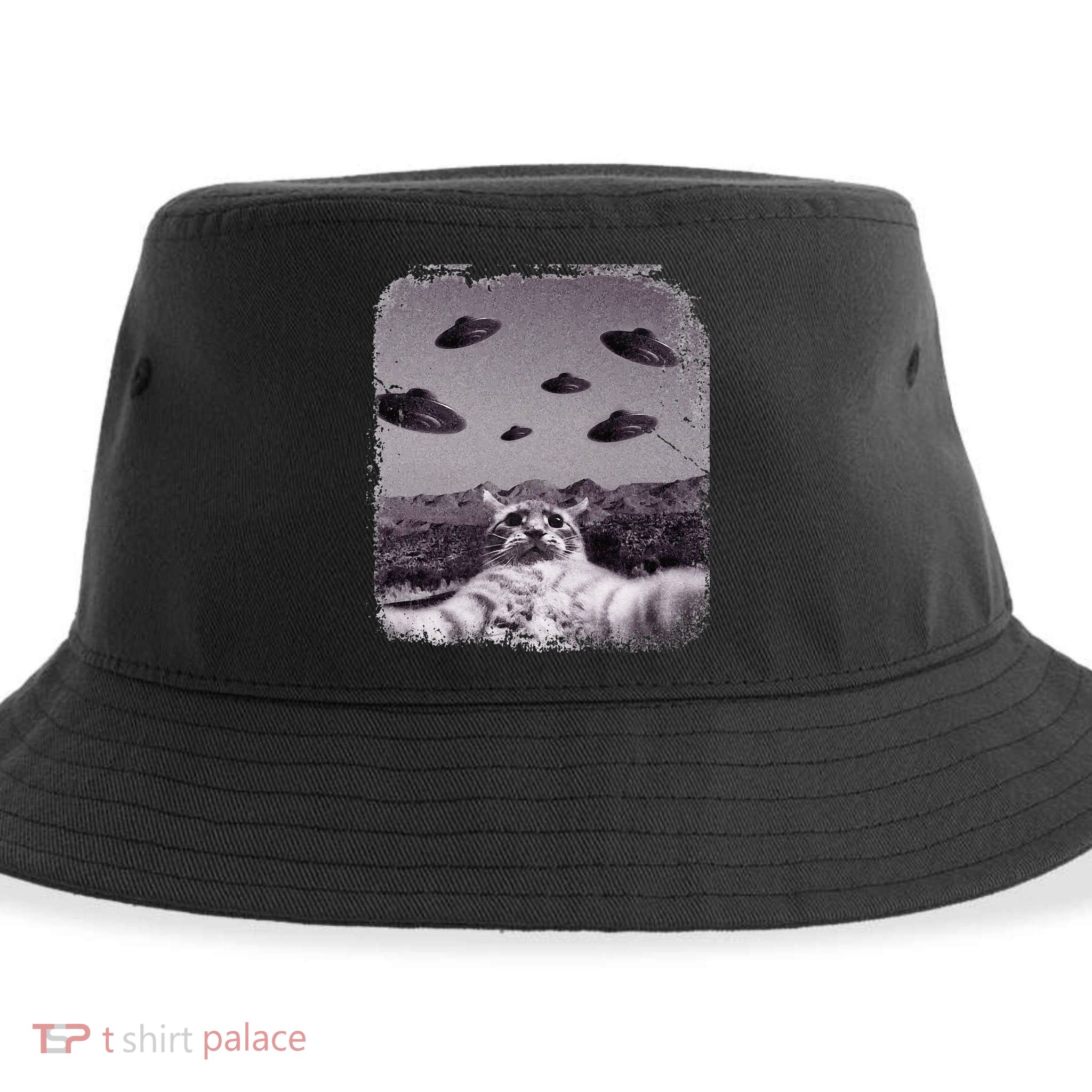 Alien UFO Cat Meme Sustainable Bucket Hat