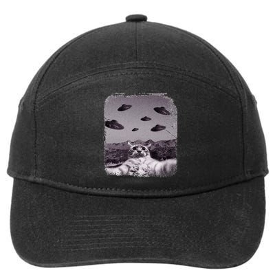Alien UFO Cat Meme 7-Panel Snapback Hat