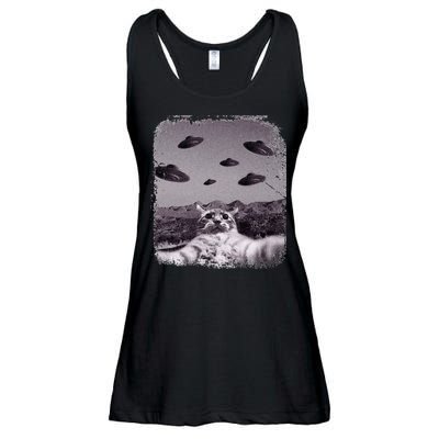 Alien UFO Cat Meme Ladies Essential Flowy Tank