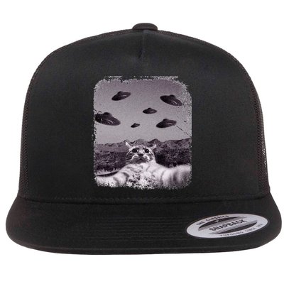 Alien UFO Cat Meme Flatbill Hat