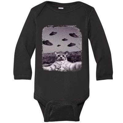 Alien UFO Cat Meme Baby Long Sleeve Bodysuit