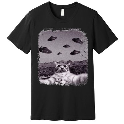 Alien UFO Cat Meme Premium T-Shirt