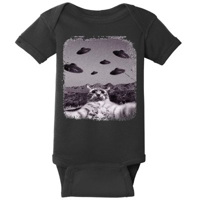 Alien UFO Cat Meme Baby Bodysuit