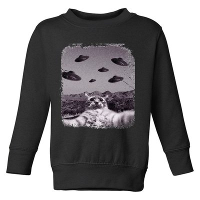 Alien UFO Cat Meme Toddler Sweatshirt