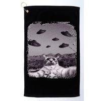 Alien UFO Cat Meme Golf Towel