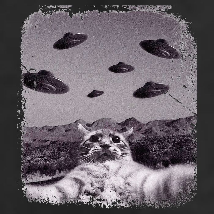 Alien UFO Cat Meme Golf Towel