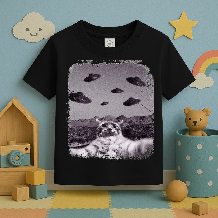 Alien UFO Cat Meme Toddler T-Shirt