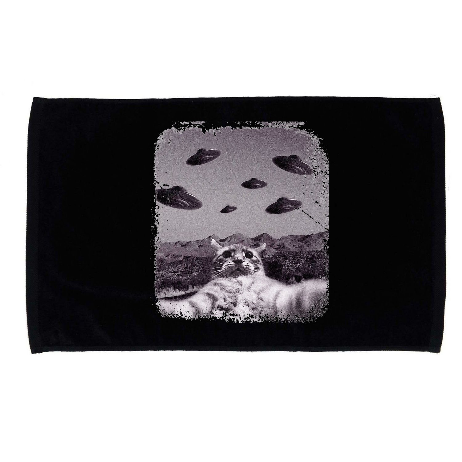 Alien UFO Cat Meme Microfiber Hand Towel