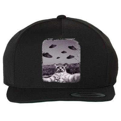 Alien UFO Cat Meme Wool Snapback Cap