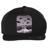 Alien UFO Cat Meme Wool Snapback Cap
