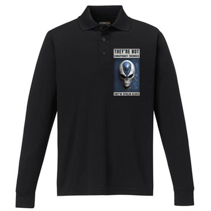 Alien Ufo Conspiracy Theory Disclosure Performance Long Sleeve Polo