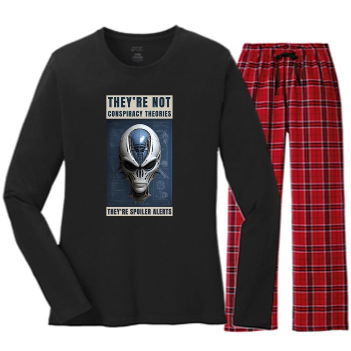 Alien Ufo Conspiracy Theory Disclosure Women's Long Sleeve Flannel Pajama Set 