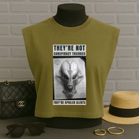 Alien Ufo Conspiracy Theory Disclosure Garment-Dyed Women's Muscle Tee
