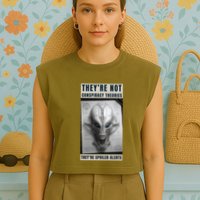 Alien Ufo Conspiracy Theory Disclosure Garment-Dyed Women's Muscle Tee