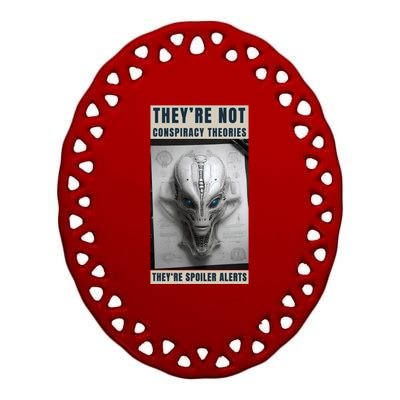 Alien Ufo Conspiracy Theory Disclosure Ceramic Oval Ornament