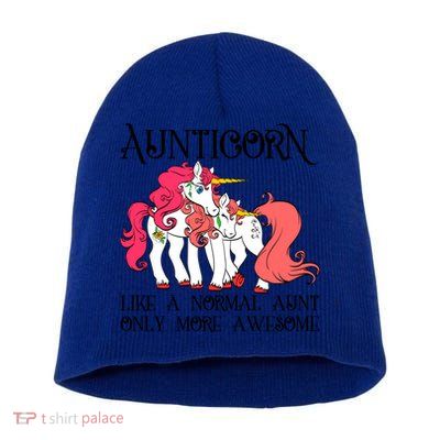 Aunt Unicorn Cute Aunticorn With Unicorn Aunts Niece Gift Short Acrylic Beanie