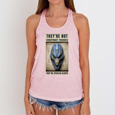 Alien Ufo Conspiracy Theory Disclosure Women's Knotted Racerback Tank