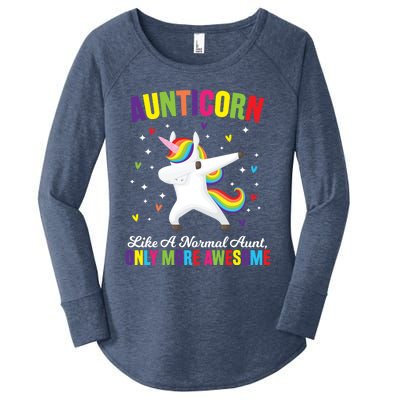 Aunticorn Unicorn Dabing Awesome Unicorn Aunt Gift Women's Perfect Tri Tunic Long Sleeve Shirt