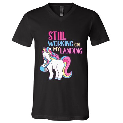 Adorable Unicorn Design for Healing Broken Arm Recovery V-Neck T-Shirt