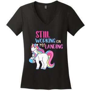 Adorable Unicorn Design for Healing Broken Arm Recovery Women's V-Neck T-Shirt