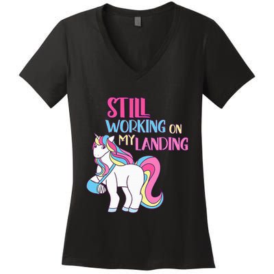 Adorable Unicorn Design for Healing Broken Arm Recovery Women's V-Neck T-Shirt