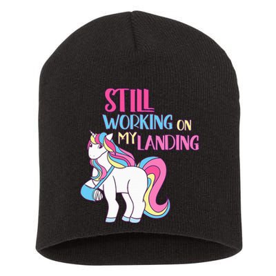 Adorable Unicorn Design for Healing Broken Arm Recovery Short Acrylic Beanie