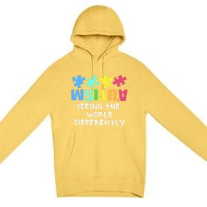 Autism Upside Down Autism Seeing The World Differently Gift Premium Pullover Hoodie