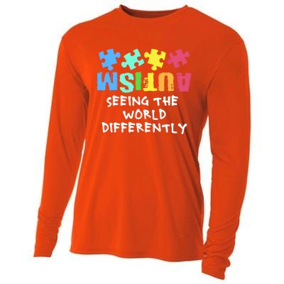 Autism Upside Down Autism Seeing The World Differently Gift Cooling Performance Long Sleeve Crew