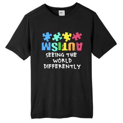 Autism Upside Down Autism Seeing The World Differently Gift Tall Fusion ChromaSoft Performance T-Shirt